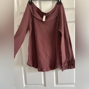 Altar'd State Mauve Off-the-Shoulder Sweater